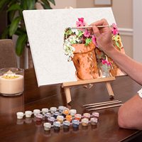 Peinture acrylique par numéro avec 4 pièces MDF Canvas DIY Color Paint by Number Kit pour débutant