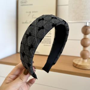 ريترو أسود أبيض متقلب حافة واسعة عقال الفتيات كلية الرياح موجة ملونة عصابة شعر القوس طباعة اكسسوارات الشعر النساء - Product Image 5