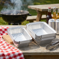 Barquette alimentaire rectangulaire durable en aluminium inoxydable, jetable, compatible four et micro-ondes