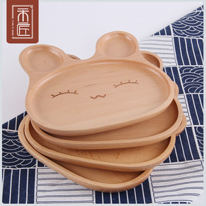 Bandeja de madera con forma de manzana, plato dividido con diseño de dibujos animados para niños, plato para desayuno y merienda para bebés - Product Image 4