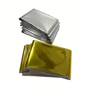 Lot de 4 couvertures compactes imperméables en feuille de Mylar thermique pour la randonnée en plein air, le camping, la survie, les situations d'urgence, logo personnalisé - Product Image 4