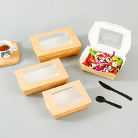 Groothandel Eco-vriendelijke Biologisch afbreekbare Kraft Papier Voedselverpakking voor Salade, Noedels, Sushi, Babyvoeding, Afhaalmaaltijden, Lunchverpakkingen PET PP