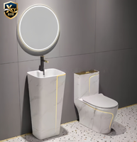 Ensemble de sanitaires modernes pour salle de bain, WC monobloc carré en céramique, design lisse et épuré, réponse en 10 secondes XKY
