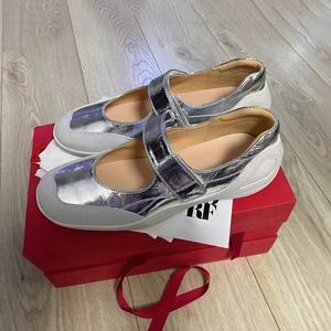 Scarpe da Ballerina Estive in Vera Pelle <span class=keywords><strong>con</strong></span> Logo Personalizzato, <span class=keywords><strong>Sneakers</strong></span> Casual da <span class=keywords><strong>Donna</strong></span> <span class=keywords><strong>con</strong></span> Suola Spessa e Chiusura in <span class=keywords><strong>Velcro</strong></span> - Product Image 4