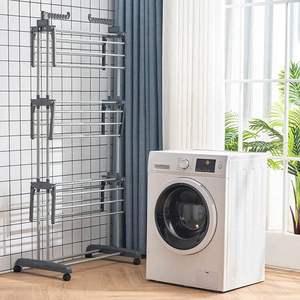 Soporte portátil de acero inoxidable de 3 capas, tendedero de secado de ropa, organización de almacenamiento en el hogar, accesorios para secadora de ropa - Product Image 3