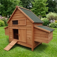 Poulailler en bois robuste pour l'extérieur avec deux nichoirs, toit imperméable en asphalte, maison pour poules en bois massif