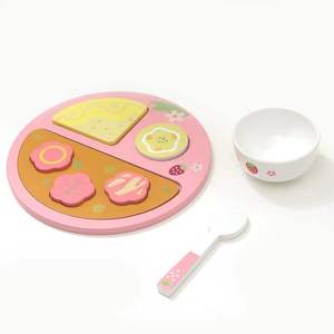 Strawberry <strong>Lunch</strong> Play <strong>Set</strong> Wooden Pretend Play Food <strong>Set</strong>, Simulation Partition Plate Meal Toy for Kids Role Play - Product Image 4