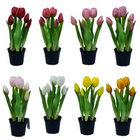 Susunan Bunga Tulip Buatan 5 Tangkai, Mirip Asli dengan Sentuhan Realistis, untuk Wisuda, Hari Ibu, Rumah, Kantor, Meja