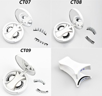 Pestañas Postizas Magnéticas 3D Hechas a Mano, de Pelo Sintético, Color Negro Natural, con Aplicador Magnético Fuerte - Marca Privada, Longitud de 9~12 mm, C