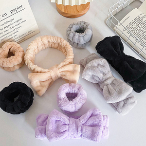 Diadema de lana Coral, banda para el cabello de maquillaje con banda para la muñeca, Juego de <span class=keywords><strong>3</strong></span> uds, diadema ajustable para lavar la cara - Product Image 6