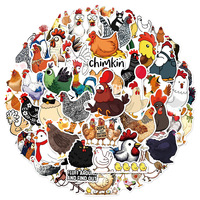 Autocollants de poulet de dessin animé, 50 pièces, adhésif créatif imperméable en PVC, valise décorative