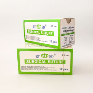 ไหมเย็บแผลผ่าตัดชนิดไม่ละลาย NYLON /<span class=keywords><strong>SILK</strong></span>/Ployester/Polypropylene พร้อมเข็ม - Product Image 1
