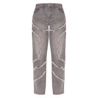 Jeans asymétriques effilochés en denim droit vintage décontractés Pantalons délavés taille basse pour femmes