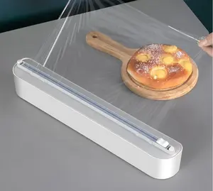 Refillable Magnetic Plastic Wrap Dispenser with Slide Cutter,cling wrap  dispenser with cutter,plastic wrap for food,Reusable Plastic Wrap Dispenser  Roll of Cling Film