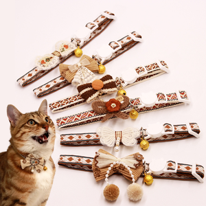 <span class=keywords><strong>Collar</strong></span> de gatito de otoño Breakaway <span class=keywords><strong>Collar</strong></span> de gato a cuadros marrón de seguridad con colgante de campana - Product Image 1