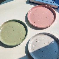 Assiettes rondes en céramique de grande taille, compatibles micro-ondes et lave-vaisselle, quatre couleurs au choix, pour la table à manger quotidienne, plat de service
