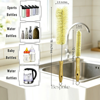 Ensemble de brosses à bouteilles et de pailles naturelles avec logo personnalisé Soies de sisal et manche en bois Nettoyeurs de bouteilles pour le lavage des bouteilles étroites