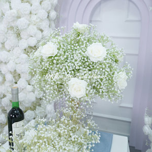 Bola de flores de aliento de bebé blanco de 40cm, centro de mesa, Rosa Blanca de alta calidad y Bola de flores de aliento de bebé - Product Image 4