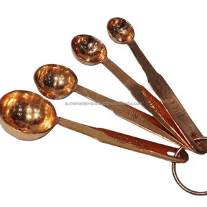 Cuillères à mesurer élégantes en métal fini cuivre Outil de cuisine en acier inoxydable de qualité supérieure poli miroir OEM disponible - Product Image 1