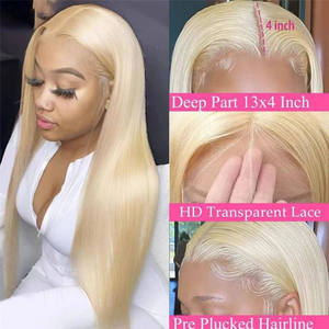 Pelucas delanteras de encaje 13x6 613 cabello humano 200 densidad miel Rubio cuerpo ondulado prearrancado sin pegamento Full HD encaje Frontal pelucas de cabello humano - Product Image 4