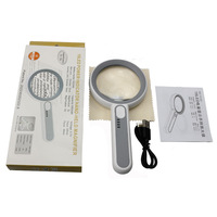 1pc Rechargeable Handheld Magnifier 3 Lighting Modes Illuminated Magnifying Glass With LED Light for Seniors Reading Repair