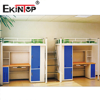 Ekintop Lit superposé en métal de haute qualité au design moderne Lit de dortoir populaire pour étudiants avec table pour l'école et les adultes