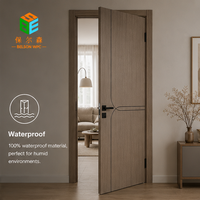 Porte intérieure moderne et simple pour maison, en composite, étanche, avec finition sculptée et décoration à lignes noires.