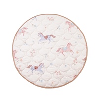 Tapis de jeu pour bébé, tapis pliable matelassé pour bébés et tout-petits - Tapis rond épais de 2 cm, non toxique, doux et sûr
