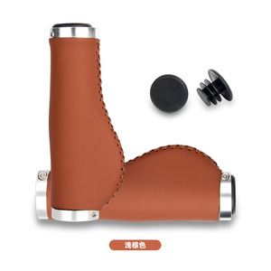 Puños de cuero para manillar de 22.2 mm antideslizantes para bicicletas de montaña, cubiertas de cuero PU cosidas a mano para manillar de bicicleta - Product Image 1