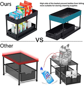 New Multifunctional Sliding Cabinet <strong>Basket</strong> Counter Storage Organiser Bathroom Countertop <strong>Shelf</strong> Kitchen Sliding Cabinet <strong>Basket</strong> - Product Image 4