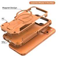 Pour IPhone17 Pro Max coque de téléphone magnétique support Mobile armure Anti-chute étui de protection Orange couverture arrière pour iPhone 17 Pro