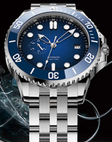 Montres de plongée automatiques mécaniques en acier, design et personnalisation sur mesure, affichage 24 heures, pour marque privée