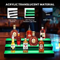 Étagère de présentation de bouteilles d'alcool en acrylique portable de 24 pouces à 3 niveaux avec éclairage LED et 16 couleurs statiques, accessoires de bar à domicile