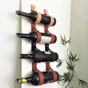 Customized Nordic style PU leather <b>wine</b> <b>rack</b>, minimalist and stylish <b>wine</b> pendant for hotels and restaurants, home <b>wall</b>-mounted - Product Image 3