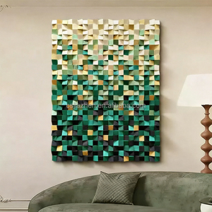 Green Gold 3D Wood Wall Art Solid Geometric <b>Painting</b> <b>Custom</b> Luxury Decor for Hotel & Villa JZ-223 JZ-223 JZ-223 - Product Image 4
