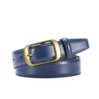 Ceinture pour femme en cuir véritable vintage, boucle à ardillon en alliage doré, largeur 3 cm, durable, légère, réglable, pour jeans
