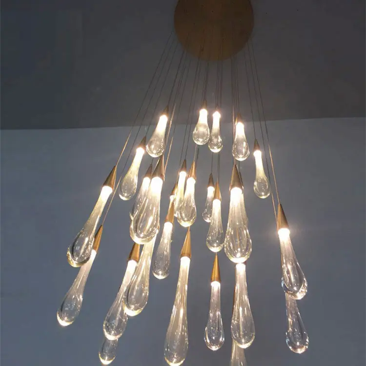 Post Moderne Nordic Woonkamer Hotel Lobby Loft Water Drop Rain Drop Crystal Bubble Opknoping Kroonluchter Hanglamp <span class=keywords><strong>Verlichting</strong></span>