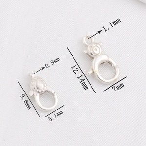 Nguyên Bạc S925 Sterling Silver Bạc Trang Trí Dễ Thương Khỉ Tôm Hùm Claw Clasp Gấu Động Vật Clasp Cho Vòng Đeo Tay Vòng Cổ Đồ Trang Sức Làm - Product Image 3
