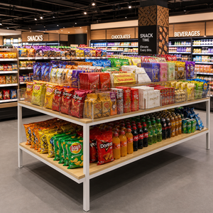 Estantería Profesional Industrial de Acero y Madera para Supermercado - Exhibidor de Snacks de 4 Niveles de Carga Ligera para Tiendas de Conveniencia Comerciales - Product Image 3