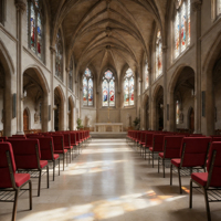 Chaise d'église en tissu rembourrée, empilable et emboîtable, pour mariages, auditoriums, conférences, événements, hôtels et salons - Vente en gros