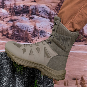Stivali da combattimento tattici alti color sabbia stivali da lavoro oversize per escursioni nel deserto e alpinismo - Product Image 4