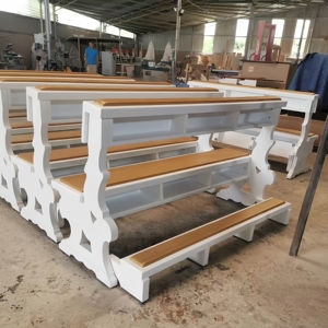 Sillas Modernas de Madera para Iglesia con Cojín y Almohadillas para Arrodillarse, Asientos para Capilla y Auditorio - Product Image 5