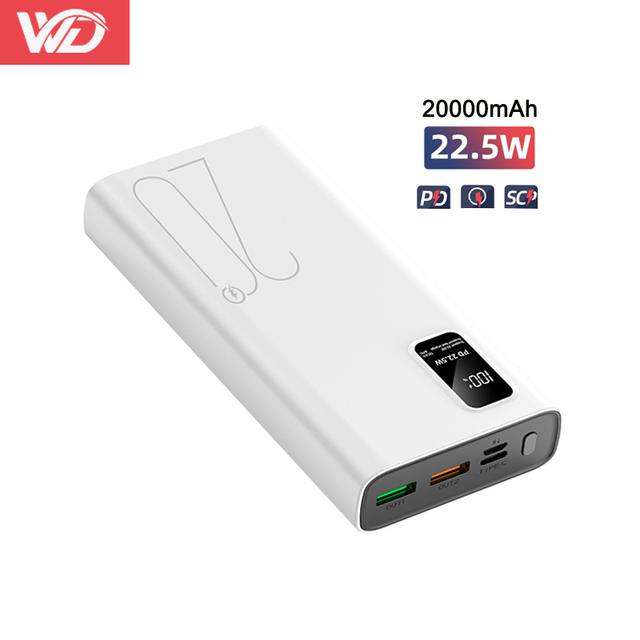 PD-20W USB-22.5W QC3.0 Power Bank 20000mAh Fast Charging Portable Charger Power Bank 20000 Mah High Capacity