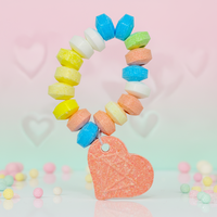Vente en gros de bonbons en forme de bracelet cœur colorés, bonbons en tablettes, bijoux perlés, bonbons aux saveurs de fruits mélangés, bonbons de la Saint-Valentin