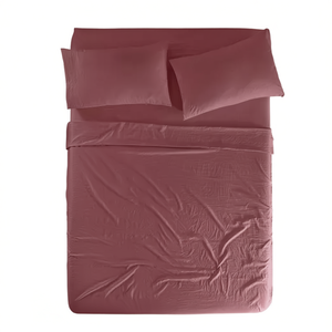 Sábanas Dobles Lavadas Viasoft, Color Rosa, Algodón Liso Teñido, Ropa de Cama para el Hogar, para Todas las Temporadas, Uso Adulto - Product Image 1