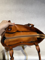 Sac fourre-tout en cuir pleine fleur imperméable peint à la main motif tournesol pour femme, sac à main vintage floral artistique avec fermeture éclair personnalisable