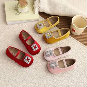 Chaussures plates de princesse à strass carrés pour filles Printemps-Automne 2026 - Ballerines souples Mary Jane pour enfants - Product Image 2