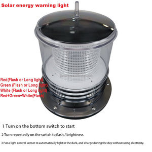 해양용 세 가지 색상(빨강, 흰색, 초록색) 점멸 마스트등 태양광 LED 항해 신호 경고등 - Product Image 3