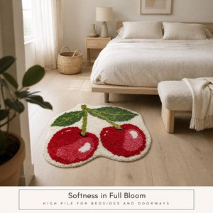 Cherry Cute <strong>Bath</strong> Carpet <strong>Funky</strong> Bathroom <strong>Mats</strong> Non Slip Cute Fruit Shaped Super Soft Doormat Irregular Shape Rugs Home Use - Product Image 6