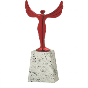 Red Polished Metal Eco-Friendly Sports Theme <b>Angel</b> Trophy with Marble Base 13-Inch Engraved Logo Award Model 793 - Product Image 1
